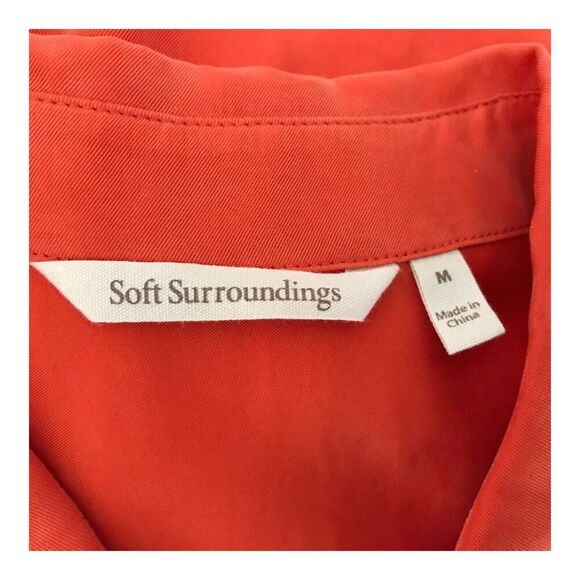 Soft Surroundings Dress Size M Coral Sleeveless Button Front Long Midi Collard - Picture 9 of 12